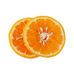 Mandarin orange (Citrus reticulata) with slices, on white background