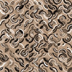 Seamless geometric pattern on cardboard texture for print. High quality illustration. Design for printing on stationary or other surface design. Monochrome tan, black, and white repeat swatch print.