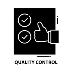 quality control icon, black vector sign with editable strokes, concept illustration