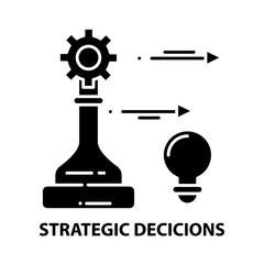 strategic decicions icon, black vector sign with editable strokes, concept illustration