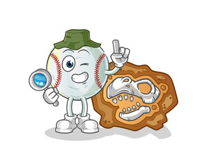 baseball archaeologists with dinosaur fossils mascot. cartoon vector