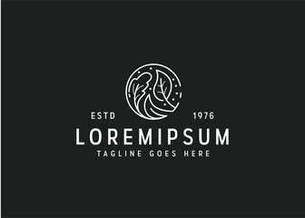 Healthy Food Logo Template. Vector illustration of Healthy Organic eco vegetarian food. vintage logo design with line art icon style.