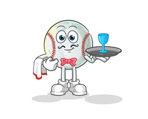 baseball waiter cartoon. cartoon mascot vector