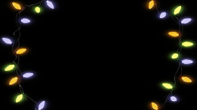 Christmas string lights alpha channel background animation footage.