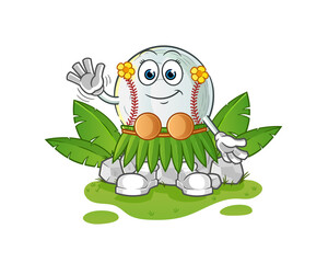 baseball hawaiian waving character. cartoon mascot vector