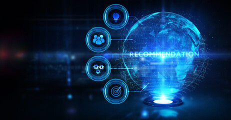 Business, Technology, Internet and network concept. Conceptual hand writing showing we Recommendation