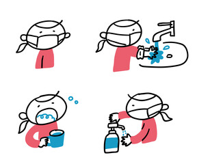 マスク　手洗い　うがい　消毒