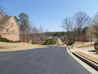 view from below of street in condominium in Suwanee, USA