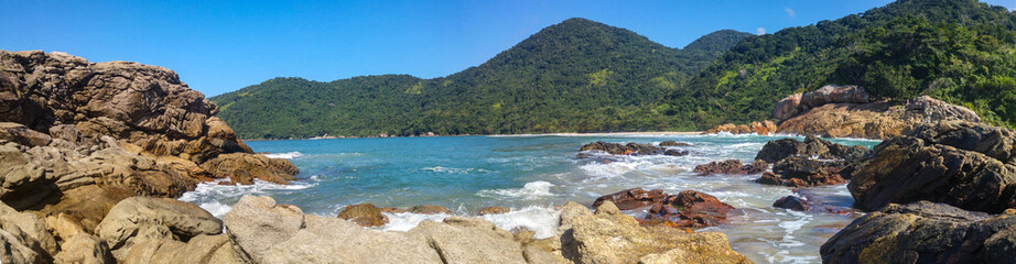 Panoramic view of Trindade Beach in Rio de Janeiro
