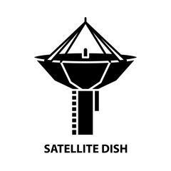 Fototapeta na wymiar satellite dish symbol icon, black vector sign with editable strokes, concept illustration