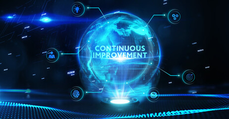 The concept of business, technology, the Internet and the network. virtual screen of the future and sees the inscription: Continuous improvement