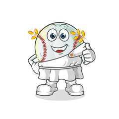 baseball with traditional greek clothing cartoon. cartoon mascot vector