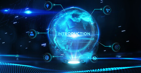 The concept of business, technology, the Internet and the network. virtual screen of the future and sees the inscription: introduction