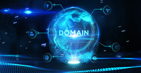 Business, Technology, Internet and network concept. virtual screen of the future and sees the inscription: Domain