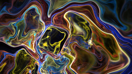 3D illustration of abstract fractal for creative design looks like liquefied pearl.