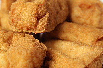 fried tofu closeup food photo