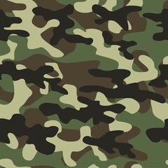 Abstract seamless military camo texture for print. Forest background. 