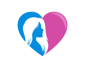 Beauty woman inside the love shape