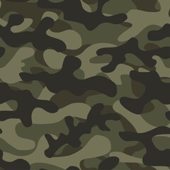 Green forest pattern camouflage pattern for printing clothes, fabrics. Vector design. Army.