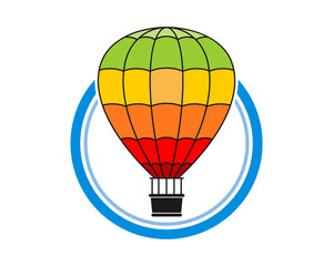 Air balloon with rainbow colors in the circle