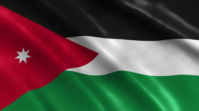 Jordan National Flag Country Banner Waving 3D Loop Animation.