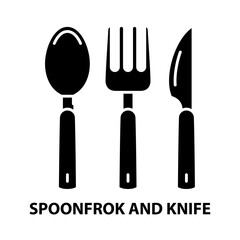 spoon and knife icon, black vector sign with editable strokes, concept illustration