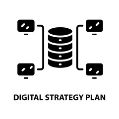 digital strategy plan symbol icon, black vector sign with editable strokes, concept illustration
