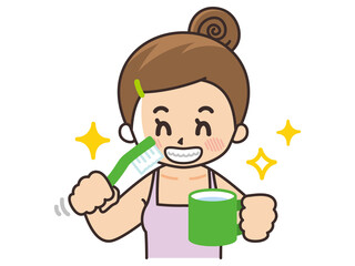 歯磨きをする女性　美容　ビューティー　スキンケア