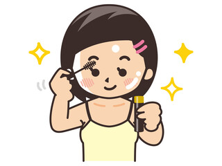 チークを塗る女性　美容　ビューティー　化粧　メイク