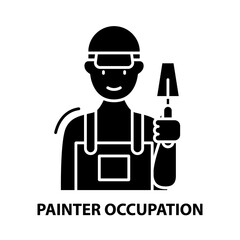 painter occupation icon, black vector sign with editable strokes, concept illustration