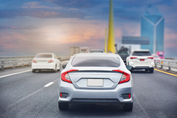 Obraz na płótnie Canvas Cars driving on highway road travel and transportation