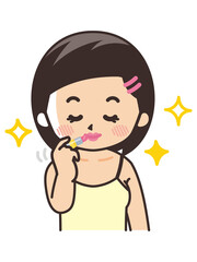 口紅を塗る女性　美容　ビューティー　化粧　メイク