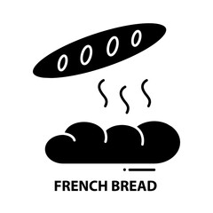 french bread icon, black vector sign with editable strokes, concept illustration