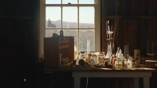 Old mining tools and measuring devices in assay office - Shallow Depth of Field