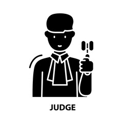 judge icon, black vector sign with editable strokes, concept illustration
