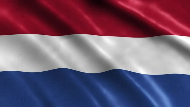 Netherlands Holland National Flag Country Banner Waving 3D Loop Animation.