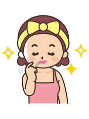 口紅を塗る女性　美容　ビューティー　化粧　メイク