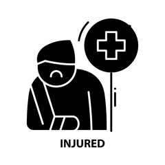 injured icon, black vector sign with editable strokes, concept illustration