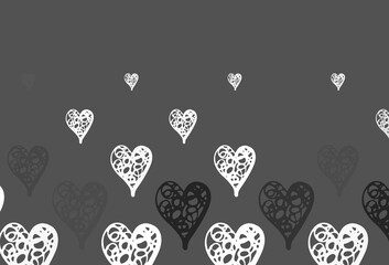 Light Gray vector background with Shining hearts.