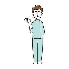 案内する看護師の男性（カジュアル）