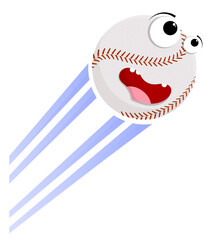 Loud funny crazy baseball sport ball flies with great speed after great hit. Sport equipment. Vector