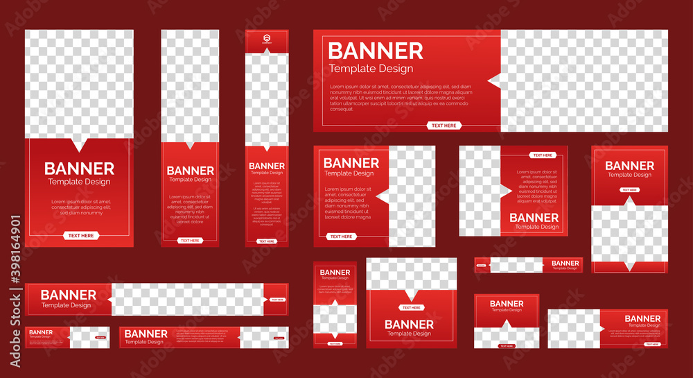 Wall mural set of creative web banners of standard size with a place for photos. vertical, horizontal and squar