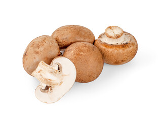 Fresh champignon mushrooms isolated on white. background