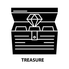 treasure icon, black vector sign with editable strokes, concept illustration