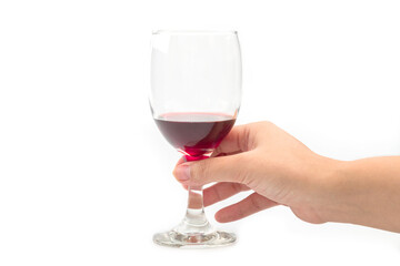 Holding a glass of red wine