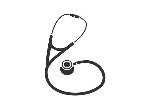 Simple icon of the stethoscope in black (part 3)