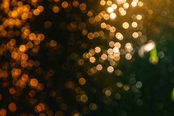 Fantasy Abstract blur golden bokeh of lights colorful sparkle use for background