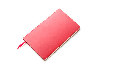 Fototapeta premium Red blank notebook on white
