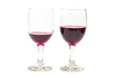 Fotobehang Two glass of red wine isolated © pandaclub23