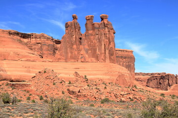 Three Sisters rock formation, Arches National Park, Utah